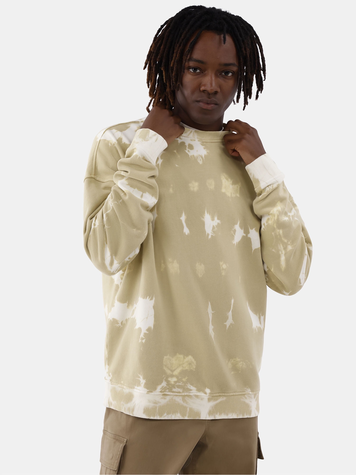 No Boundaries All Gender Fleece Crewneck Sweatshirt with Long Sleeves, Men's and Big Men’s