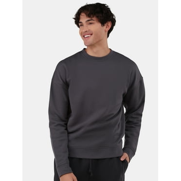 No Boundaries All Gender Fleece Crewneck Sweatshirt with Long Sleeves, Men's and Big Men’s