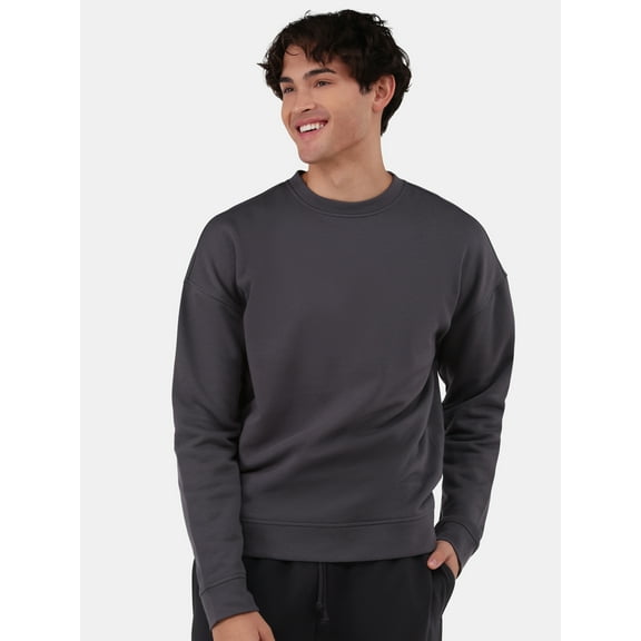 No Boundaries All Gender Fleece Crewneck Sweatshirt with Long Sleeves, Men's and Big Men’s