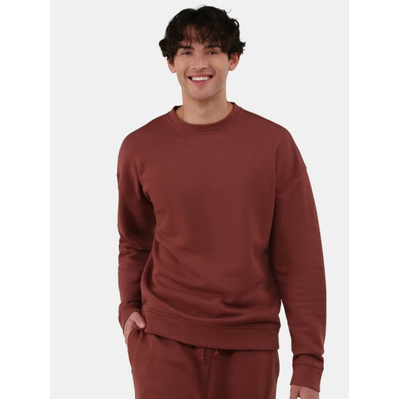 No Boundaries All Gender Fleece Crewneck Sweatshirt with Long Sleeves, Men's and Big Men’s