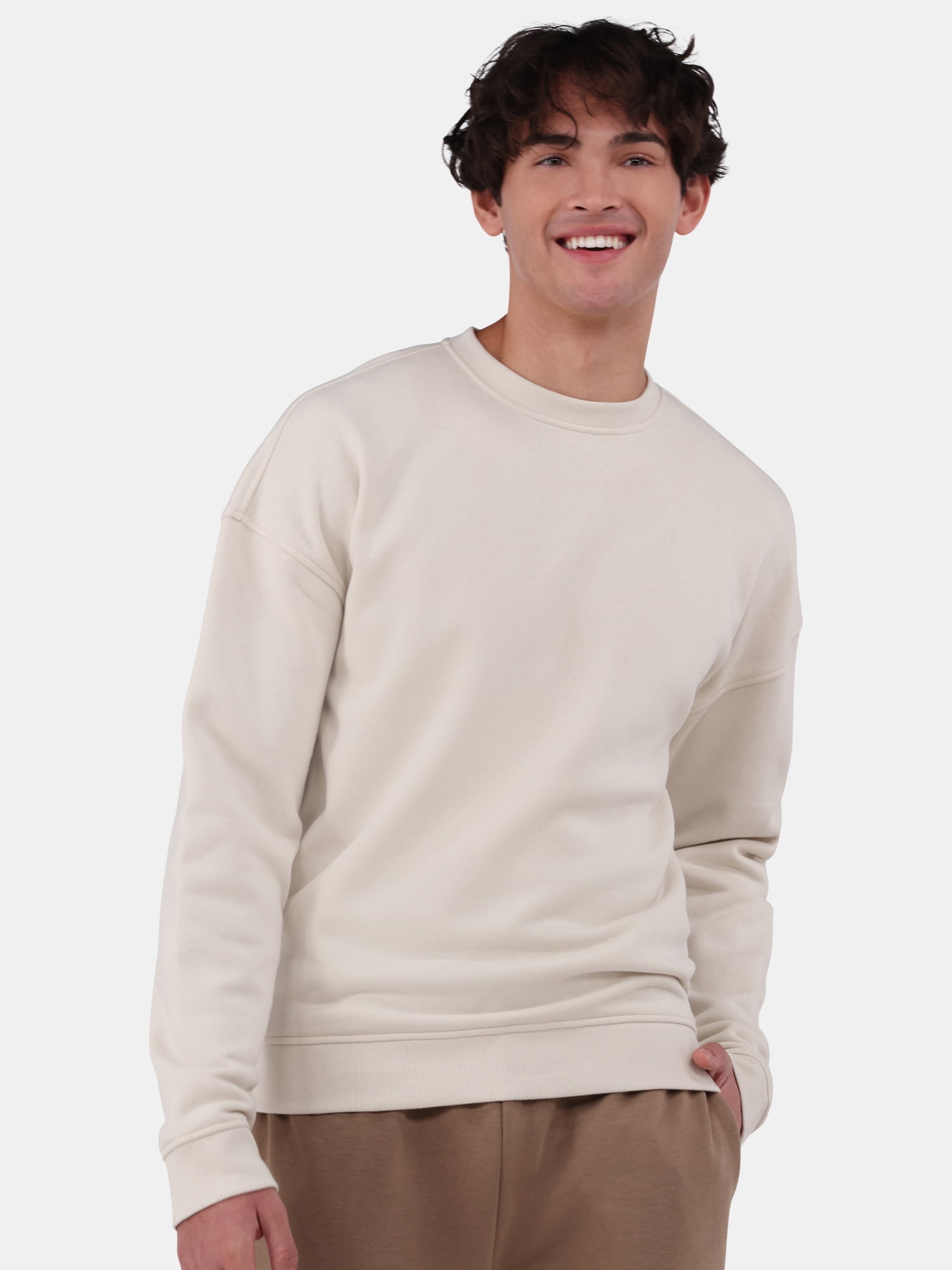 No Boundaries All Gender Fleece Crewneck Sweatshirt with Long Sleeves, Men's and Big Men’s