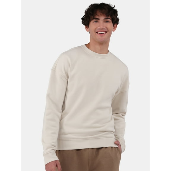 No Boundaries All Gender Fleece Crewneck Sweatshirt with Long Sleeves, Men's and Big Men’s