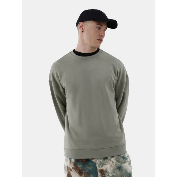 No Boundaries All Gender Fleece Crewneck Sweatshirt with Long Sleeves, Men's and Big Men’s