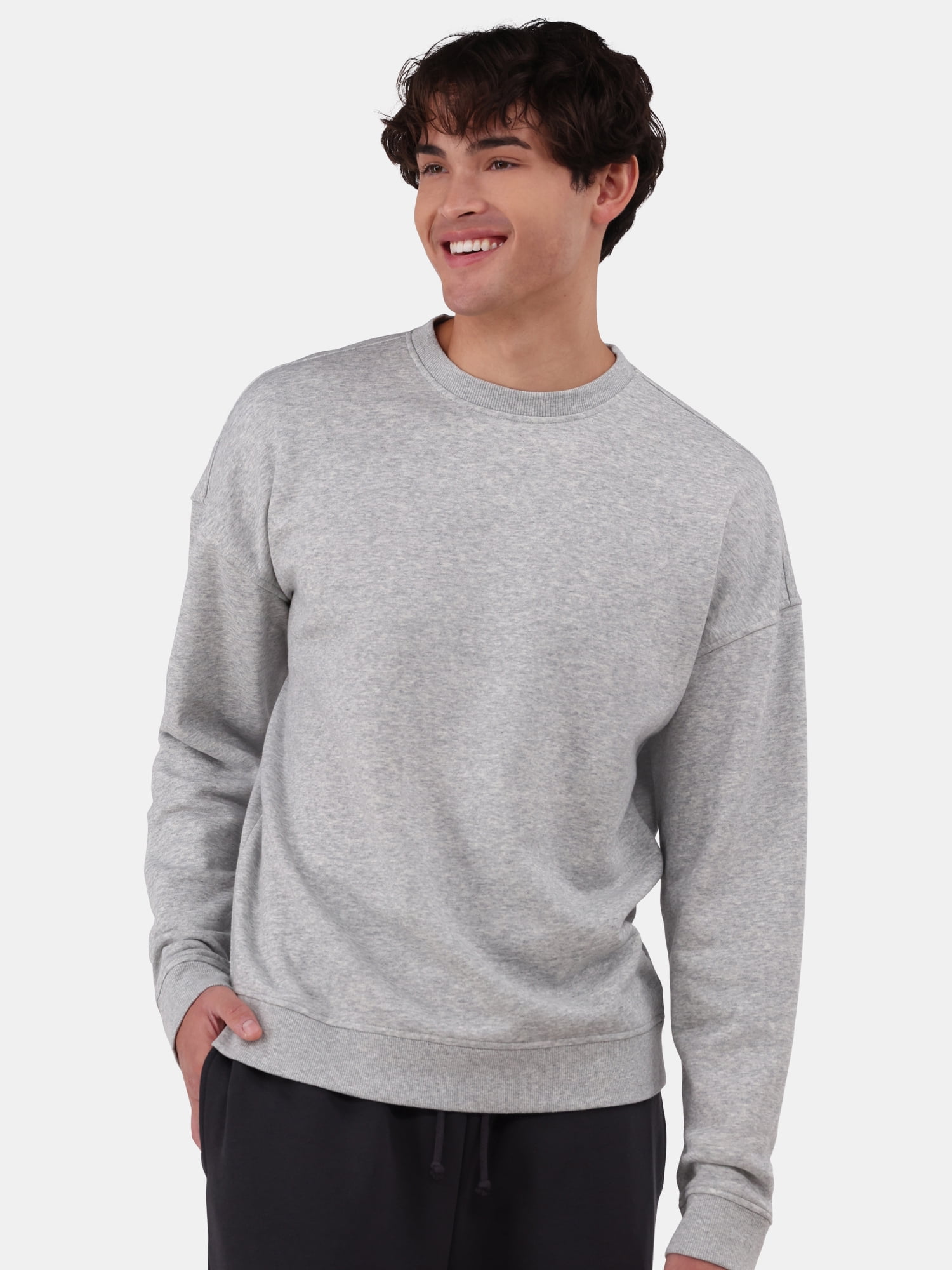 No Boundaries All Gender Fleece Crewneck Sweatshirt with Long Sleeves, Men's and Big Men’s