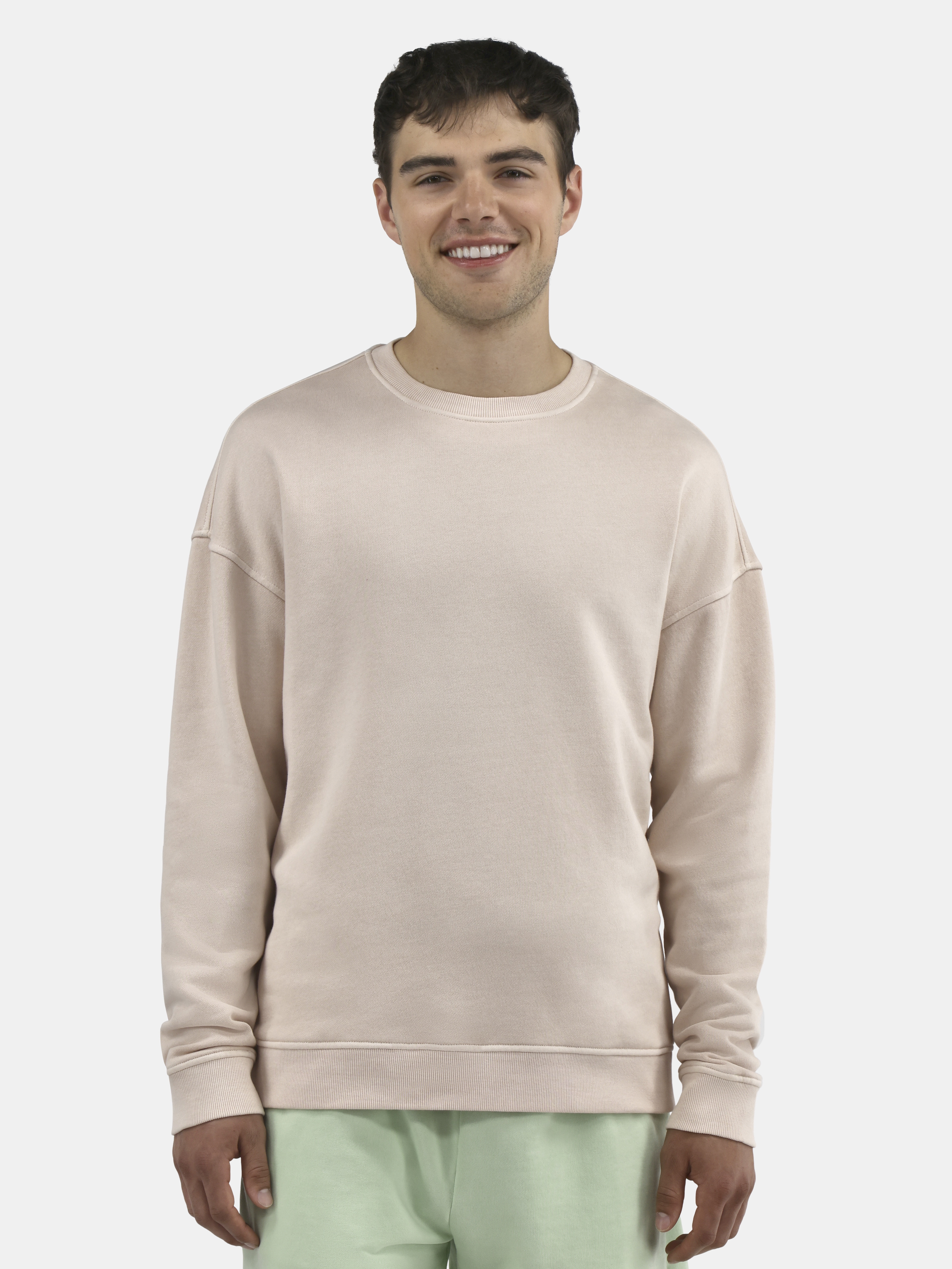 No Boundaries All Gender Fleece Crewneck Sweatshirt with Long Sleeves, Men's and Big Men’s