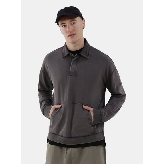 No Boundaries All Gender Knit Long Sleeve Rugby Shirt, Men's Sizes XS-3XL