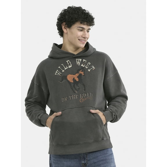 No Boundaries All Gender Oversized Graphic Hoodie with Long Sleeves, Men's and Big Men’s