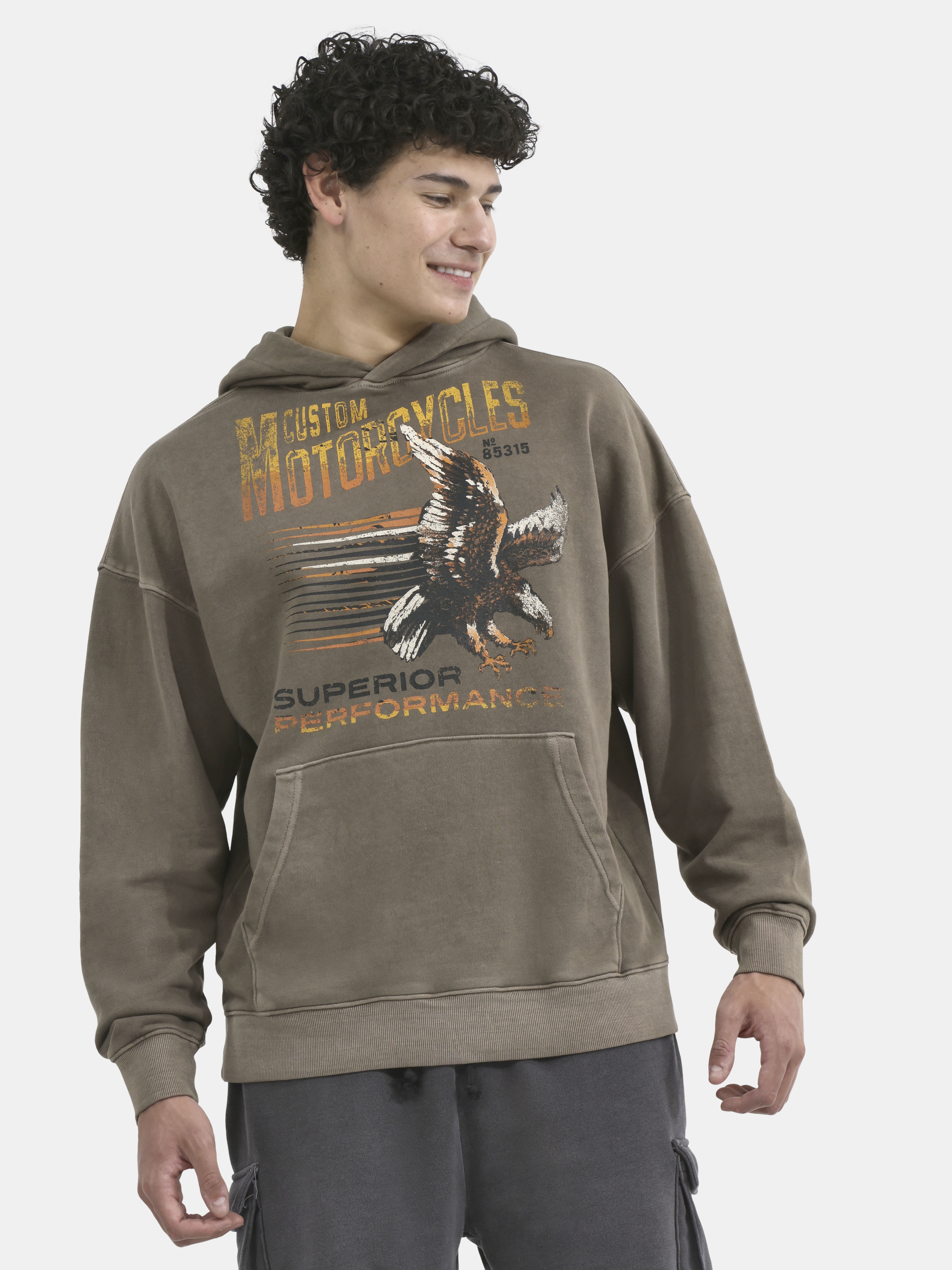 No Boundaries All Gender Oversized Graphic Hoodie with Long Sleeves, Men's and Big Men’s