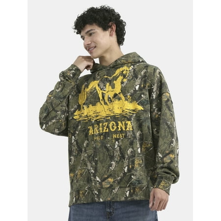 No Boundaries All Gender Oversized Graphic Hoodie with Long Sleeves, Men's and Big Men’s