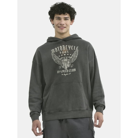 No Boundaries All Gender Oversized Graphic Hoodie with Long Sleeves, Men's and Big Men’s