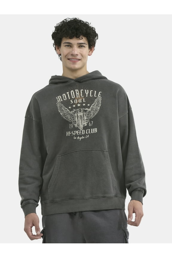 All Gender Oversized Graphic Hoodie with Long Sleeves, Men's and Big Men’s