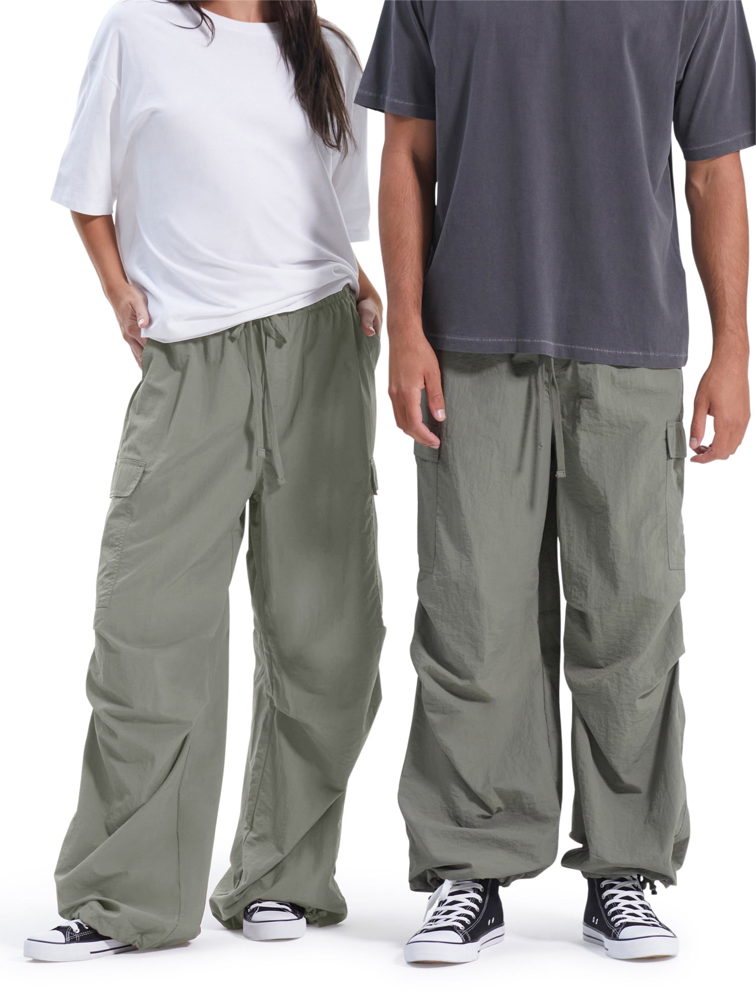 Ayolanni Parachute Pants for Men's Streetwear Twill Elastic Waist Trouser  with Pocket Casual Skinny Slack - Walmart.com