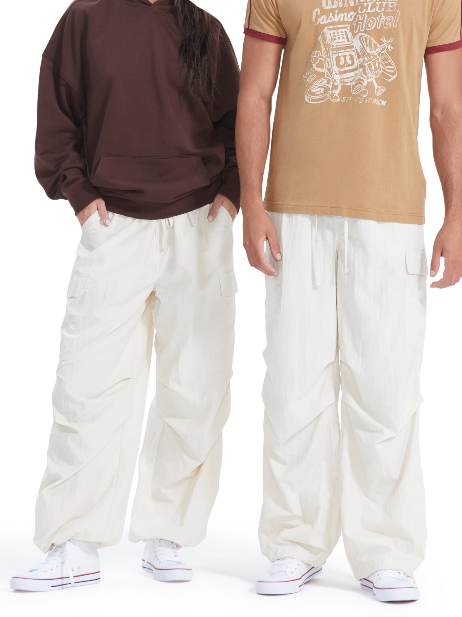 Ardene Man Cargo Parachute Pants For Men in Khaki | Size XL | 100% Cotton |  The Pen Centre