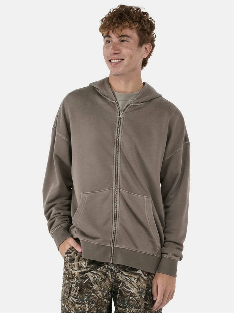 No Boundaries Zip Front Hoodie, Oversized Cotton Fleece, XS-5XL