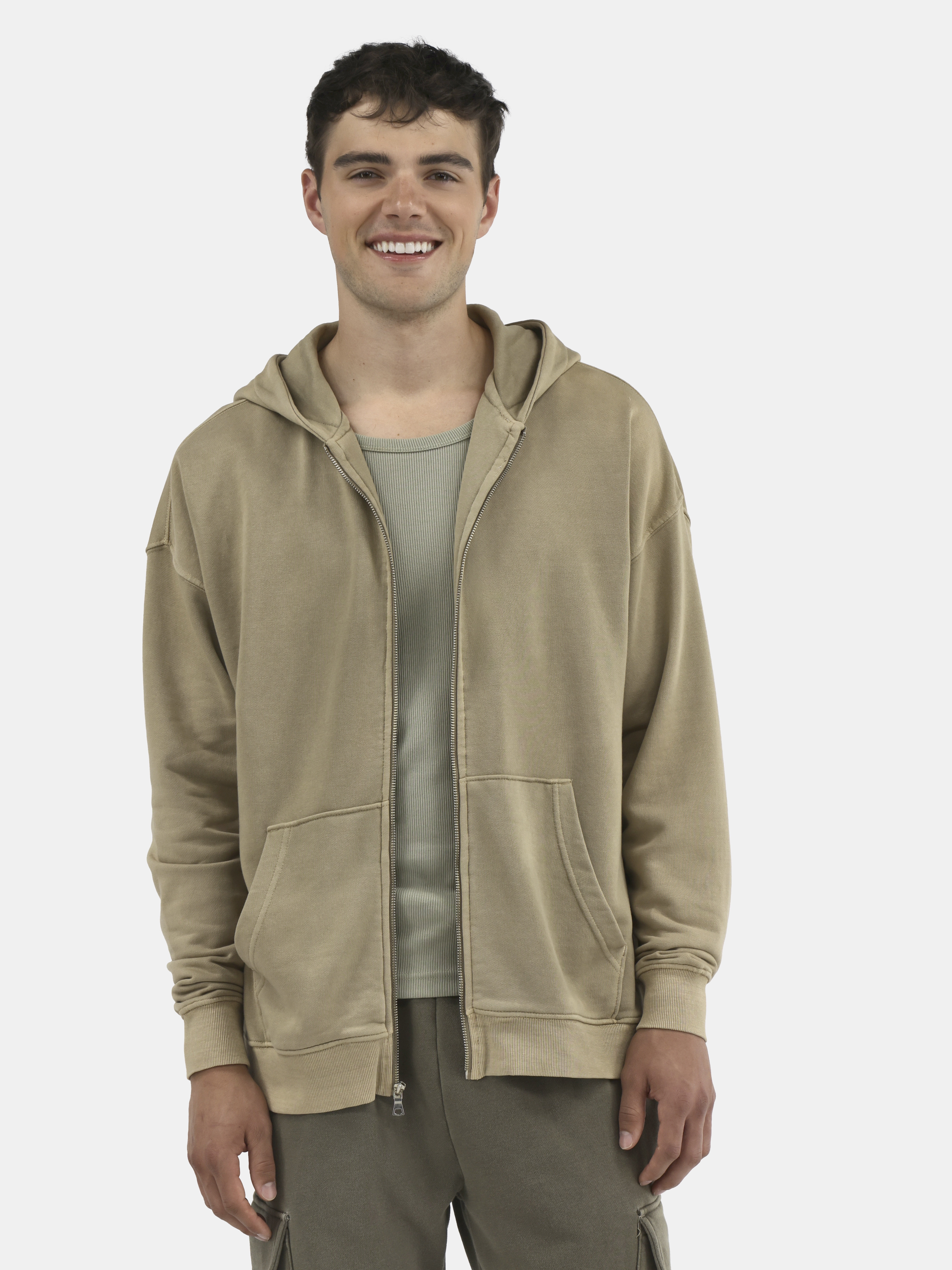 No Boundaries Zip Hoodie with Long Sleeves, Men's & Big Men's
