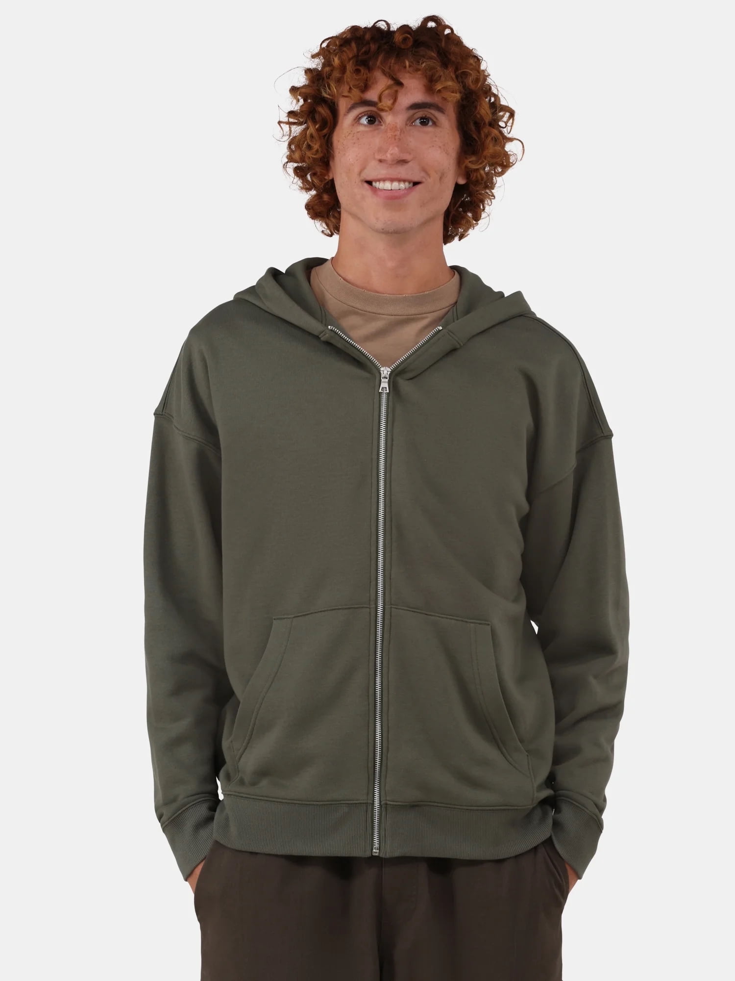 No Boundaries Zip Hoodie with Long Sleeves, Men's & Big Men's