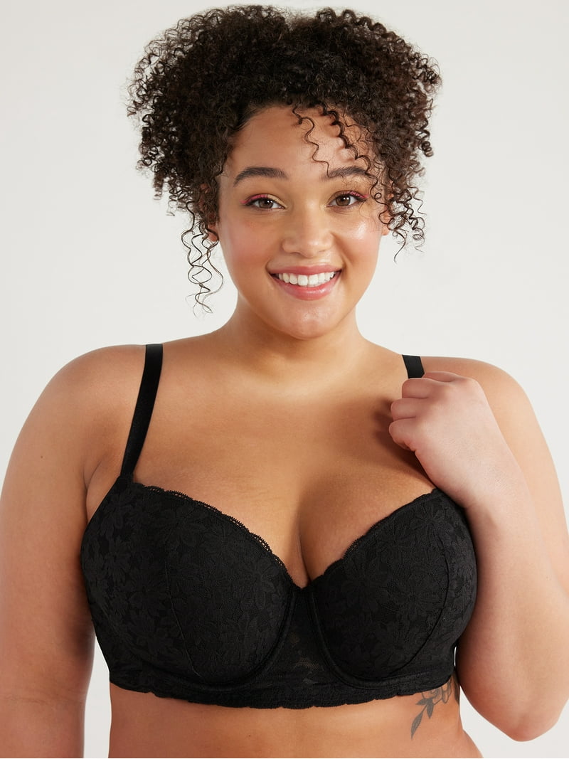 No Boundaries Women's All-Over Lace Balconette Bra with Sugarcup