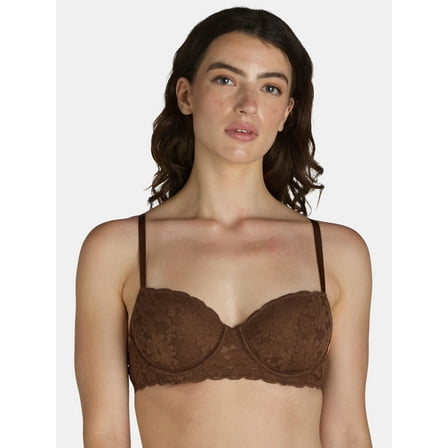 No Boundaries Women’s and Women’s Plus All-Over Lace Balconette Bra with Sugarcup™, Sizes 34B-40DD