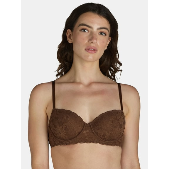 No Boundaries Women’s and Women’s Plus All-Over Lace Balconette Bra with Sugarcup™, Sizes 34B-40DD
