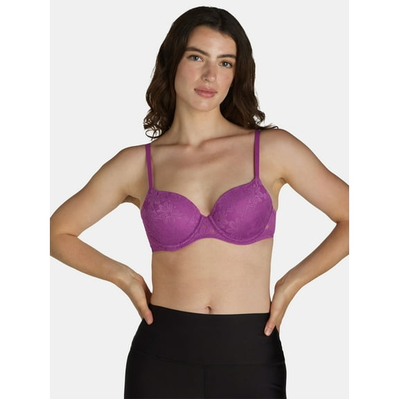 No Boundaries Women's All Over Lace Push Up Bra with Sugarcup, Sizes 34A-40DD