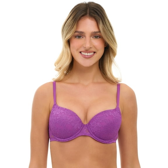 No Boundaries Women's All Over Lace Push Up Bra with Sugarcup, Sizes 34A-40DD