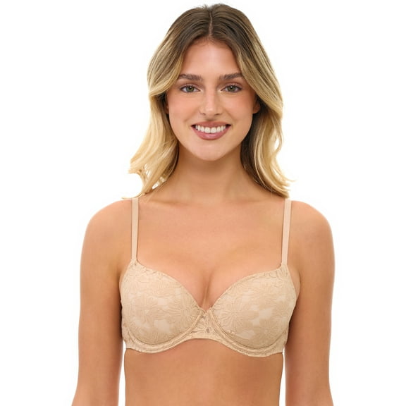 No Boundaries Women's All Over Lace Push Up Bra with Sugarcup, Sizes 34A-40DD