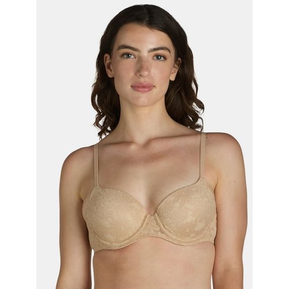 No Boundaries Women's All Over Lace Push Up Bra with Sugarcup, Sizes 34A-40DD