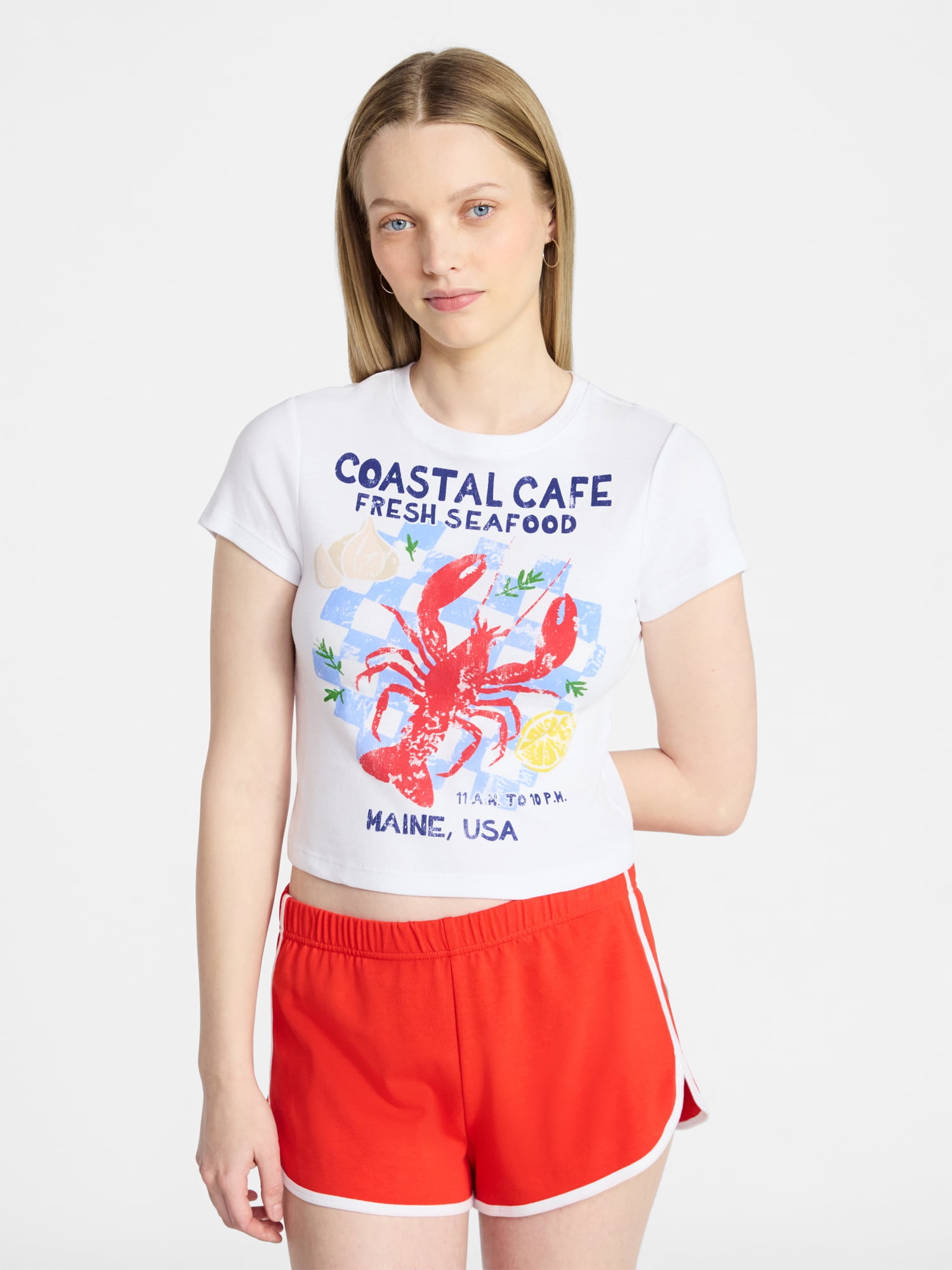 No Boundaries Americana Graphic Baby Tee, Women's and Women's Plus XXS-4X