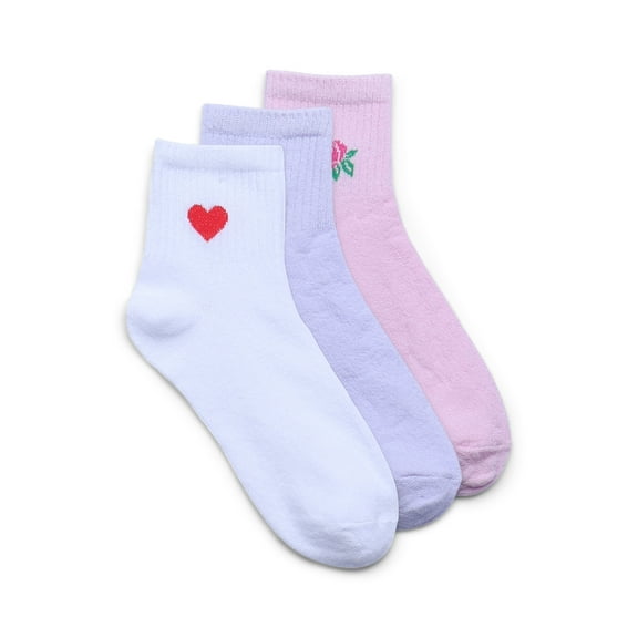 No Boundaries Ankle Socks, 3-Pack, Women's, Size 4-10