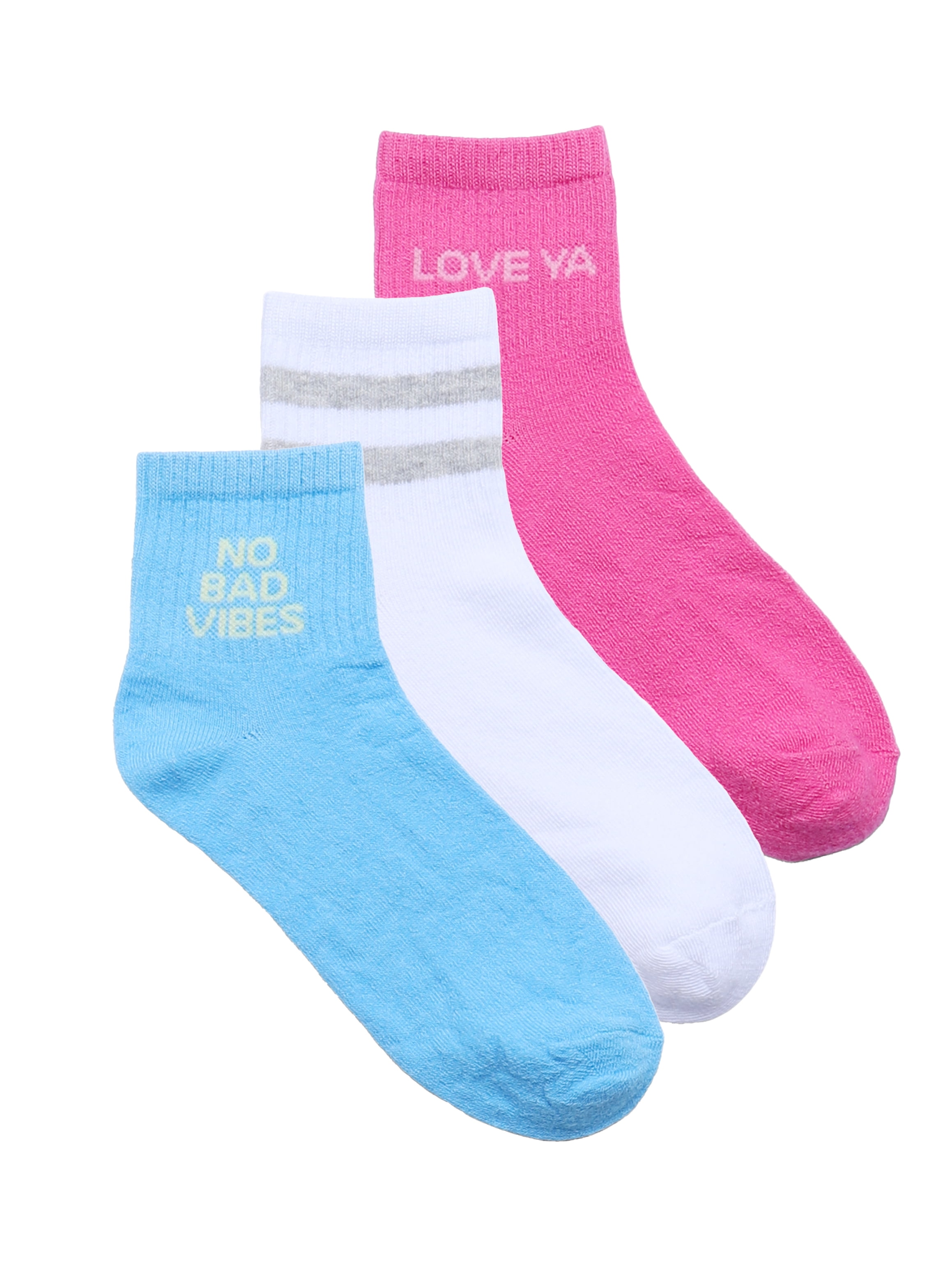No Boundaries Ankle Socks, 3-Pack, Women's, Size 4-10