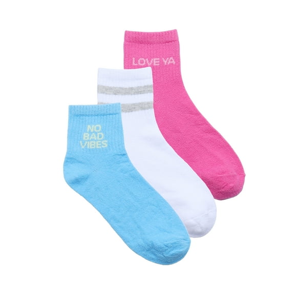 No Boundaries Ankle Socks, 3-Pack, Women's, Size 4-10
