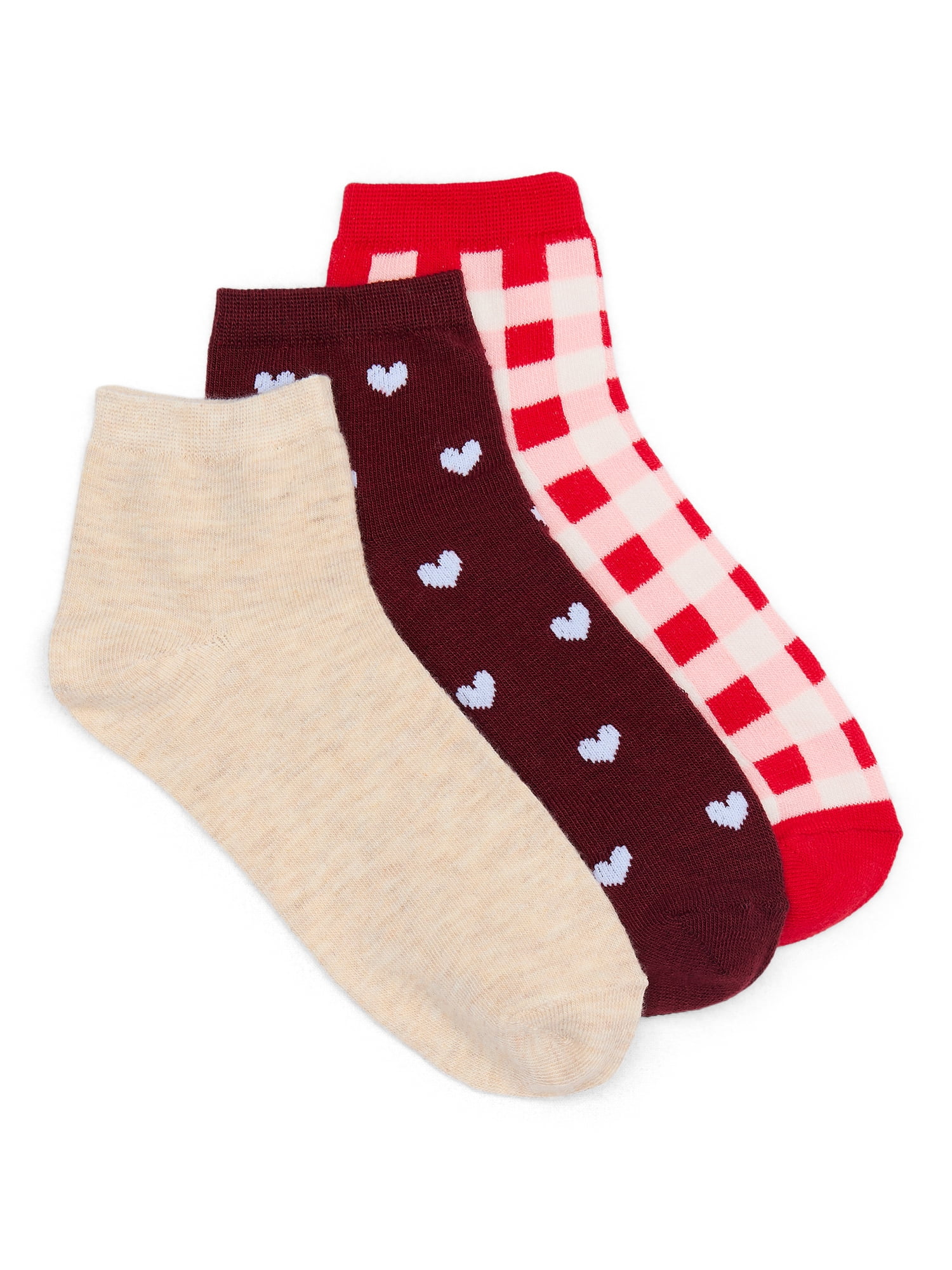 No Boundaries Ankle Socks, 3-Pack, Women's, Size 4-10