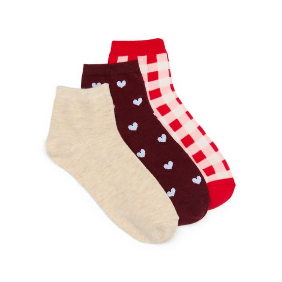 No Boundaries Ankle Socks, 3-Pack, Women's, Size 4-10