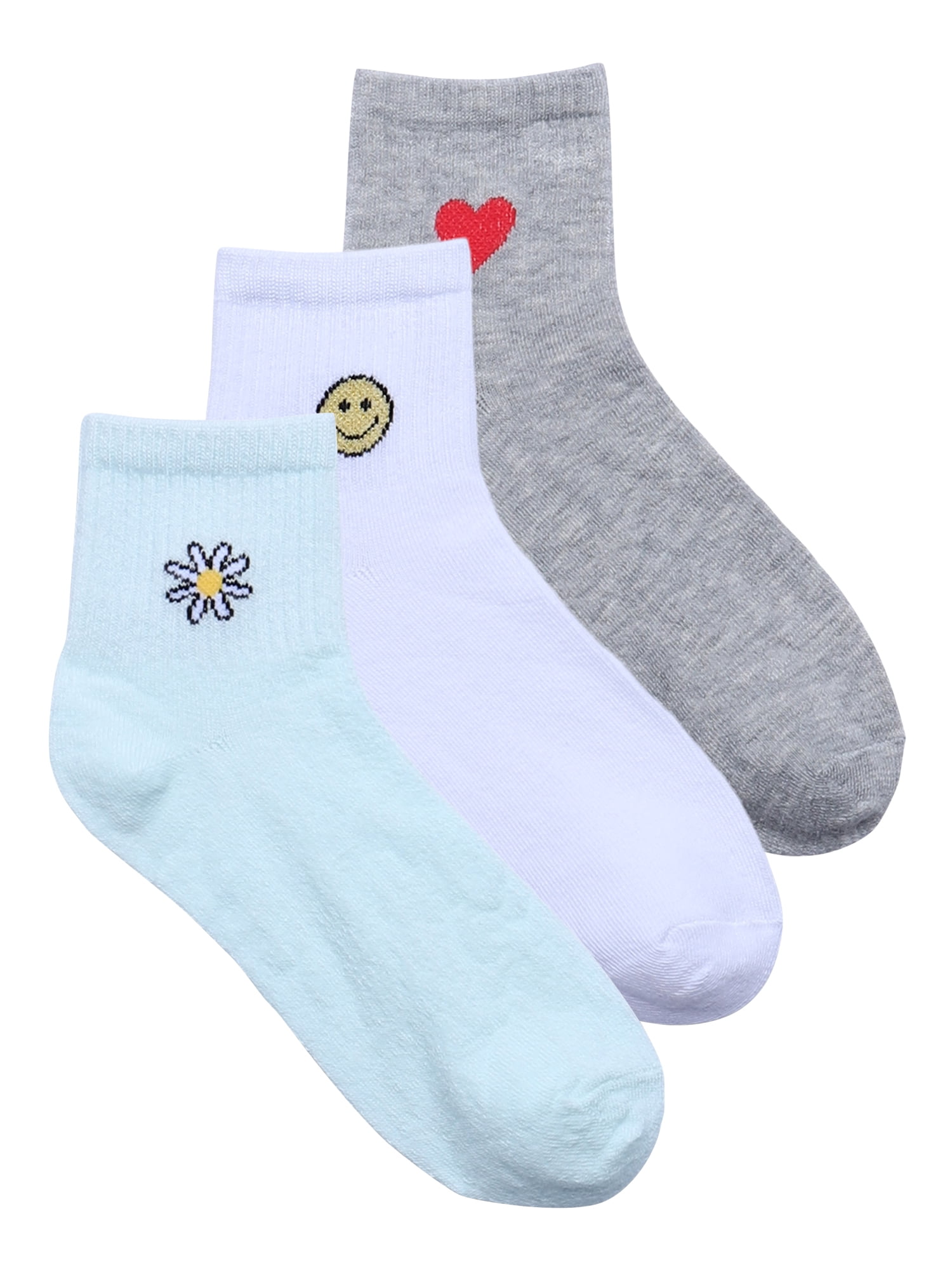 No Boundaries Ankle Socks, 3-Pack, Women's, Size 4-10