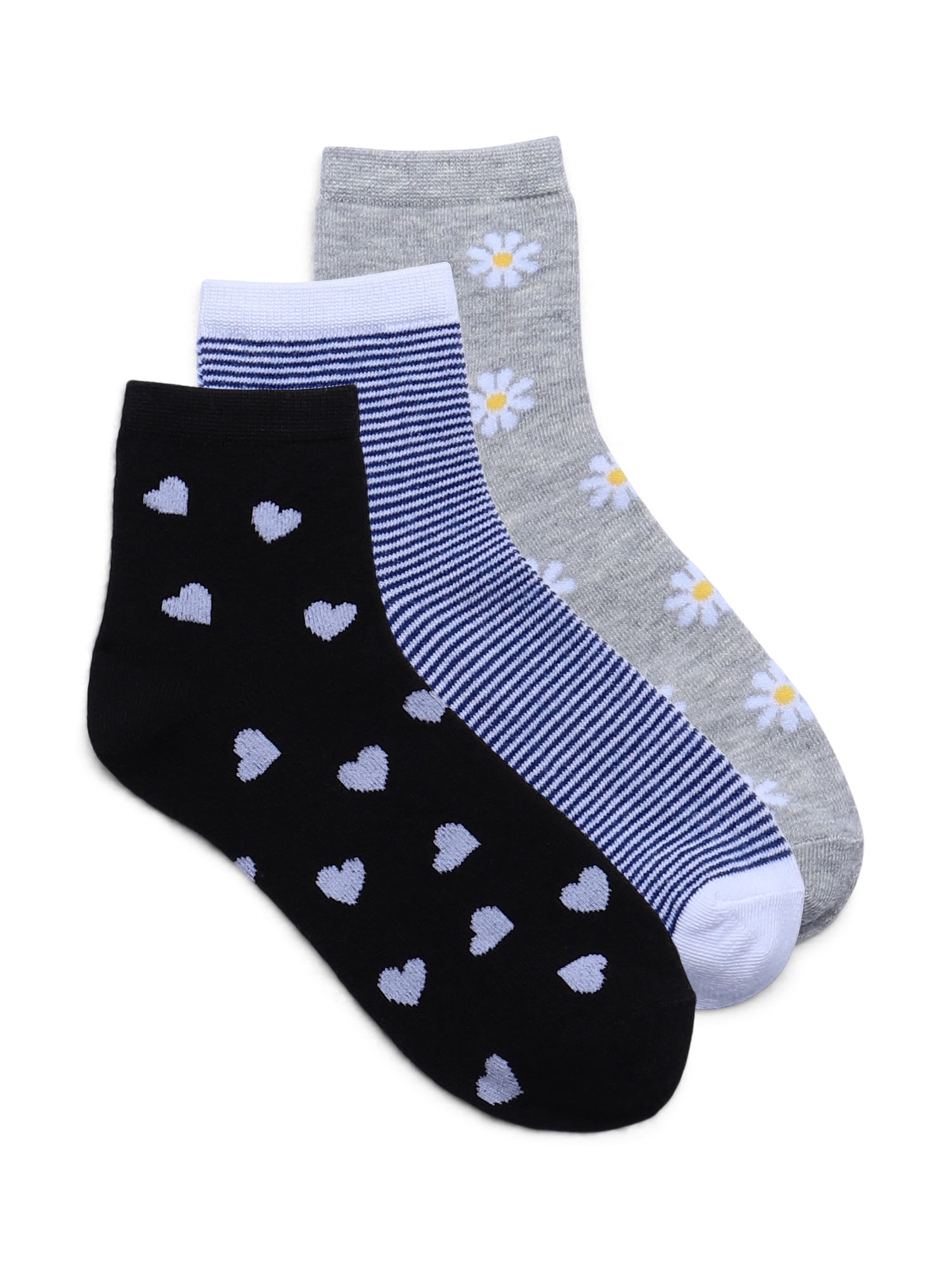 No Boundaries Ankle Socks, 3-Pack, Women's, Size 4-10