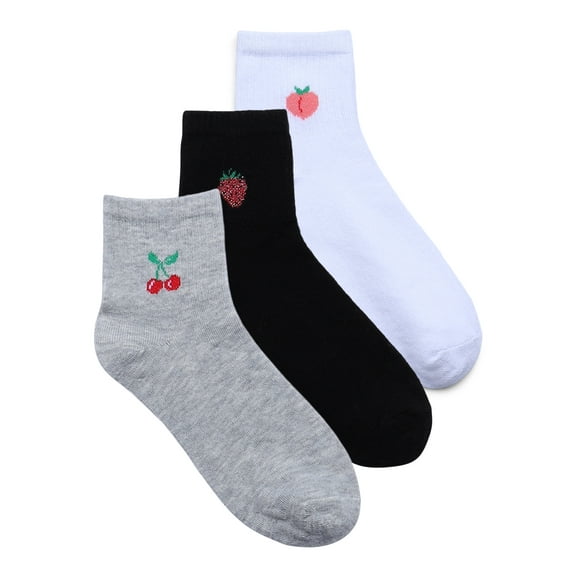 No Boundaries Ankle Socks, 3-Pack, Women's, Size 4-10