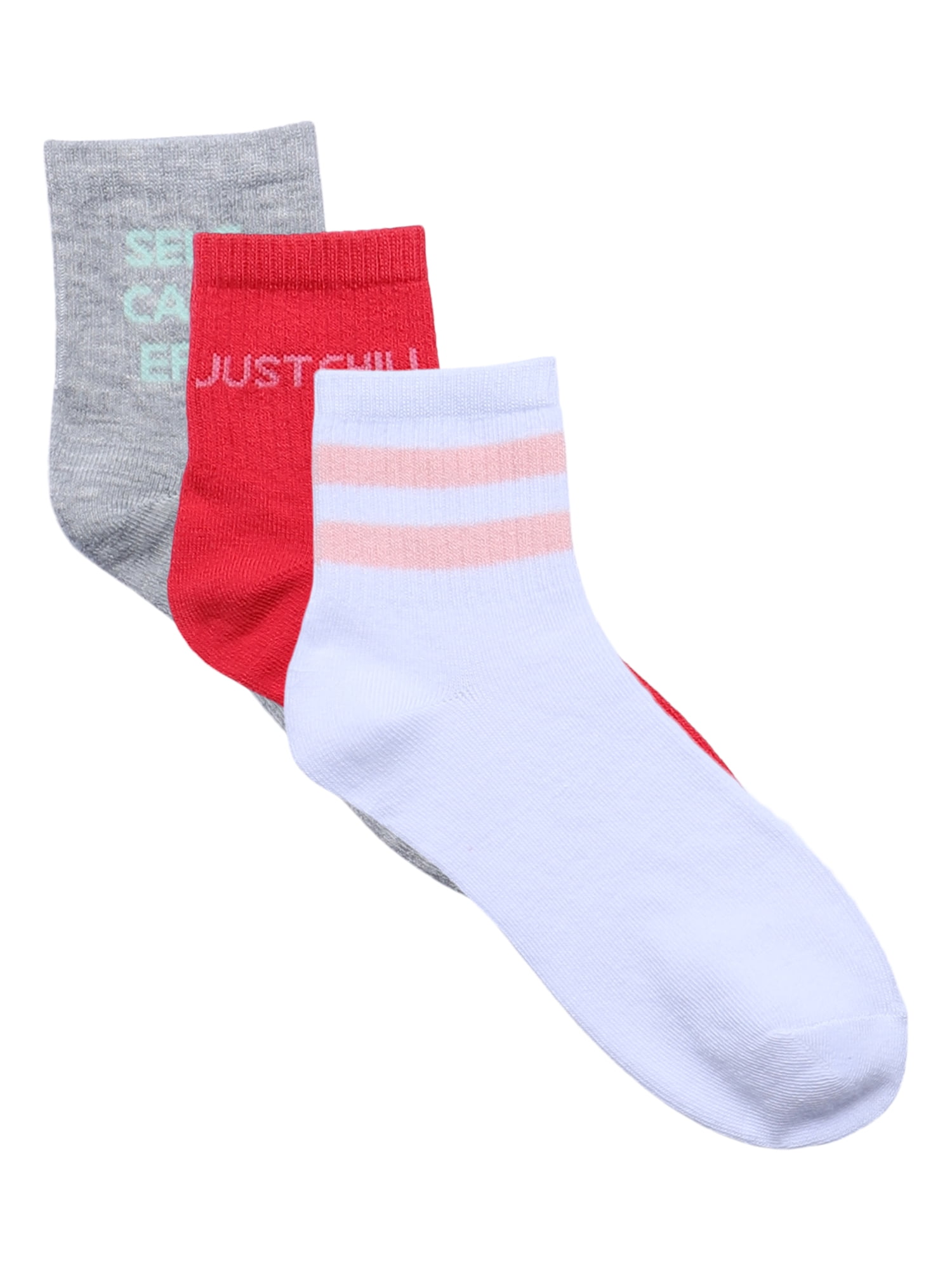 No Boundaries Ankle Socks, 3-Pack, Women's, Size 4-10
