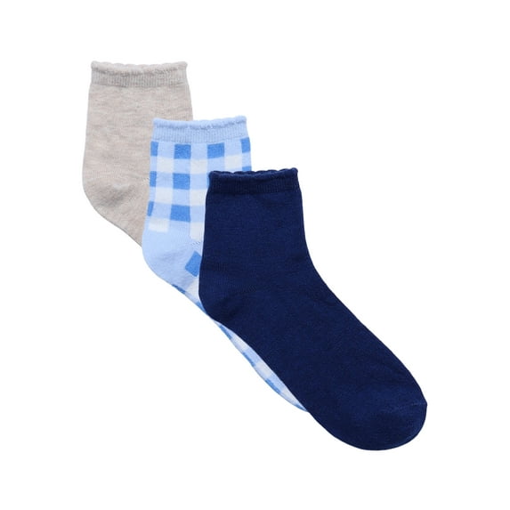 No Boundaries Ankle Socks, 3-Pack, Women's