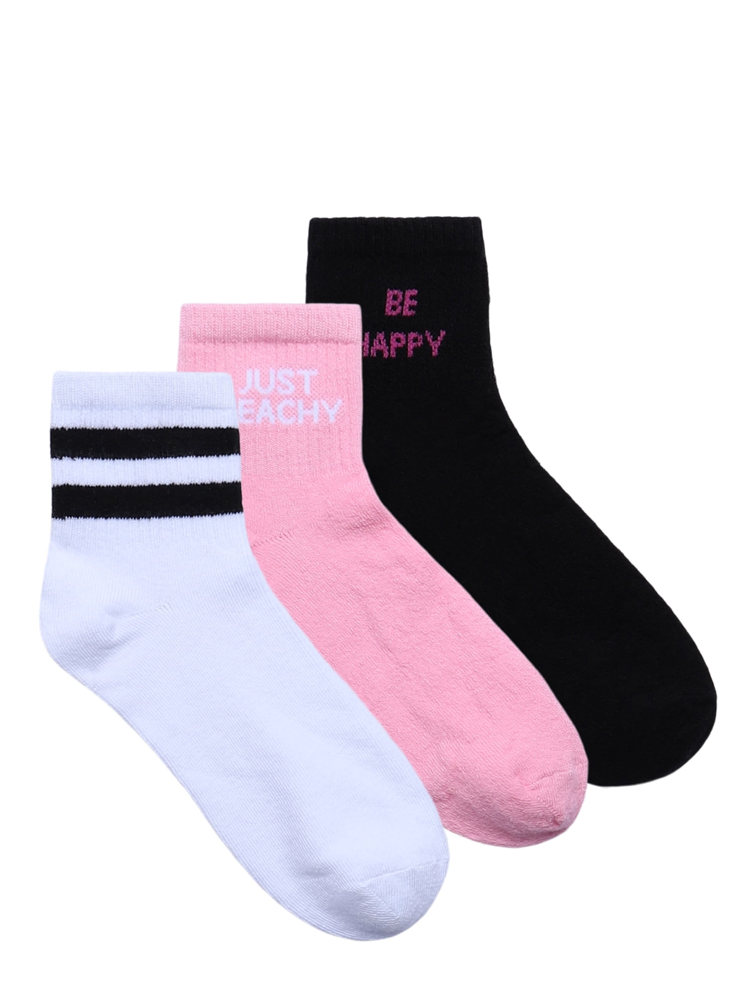 No Boundaries Ankle Socks, 3-Pack, Women's, Size 4-10