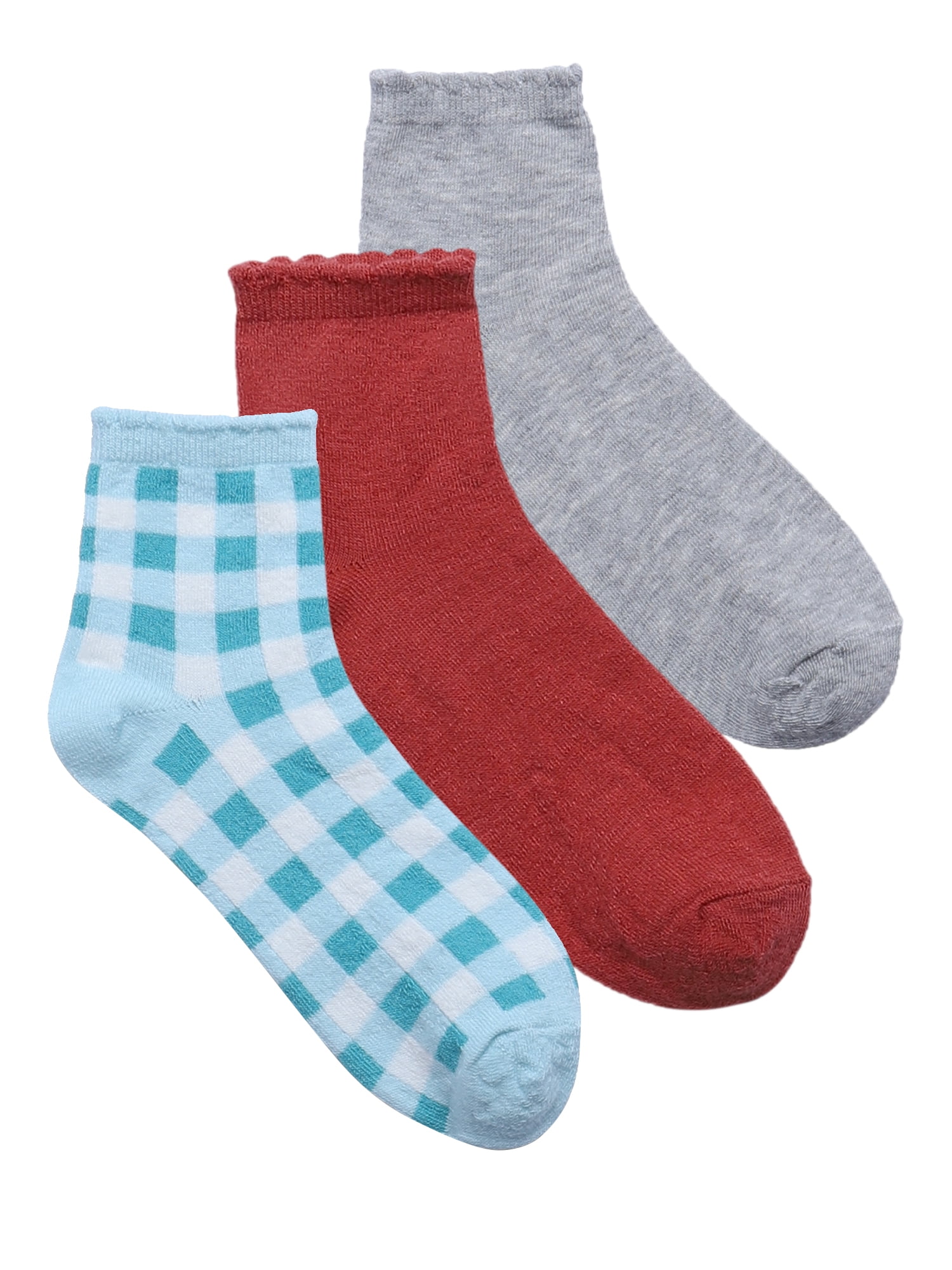 No Boundaries Ankle Socks, 3-Pack, Women's, Size 4-10