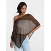 No Boundaries Asymmetrical Hem Knit Poncho Top, Wo
