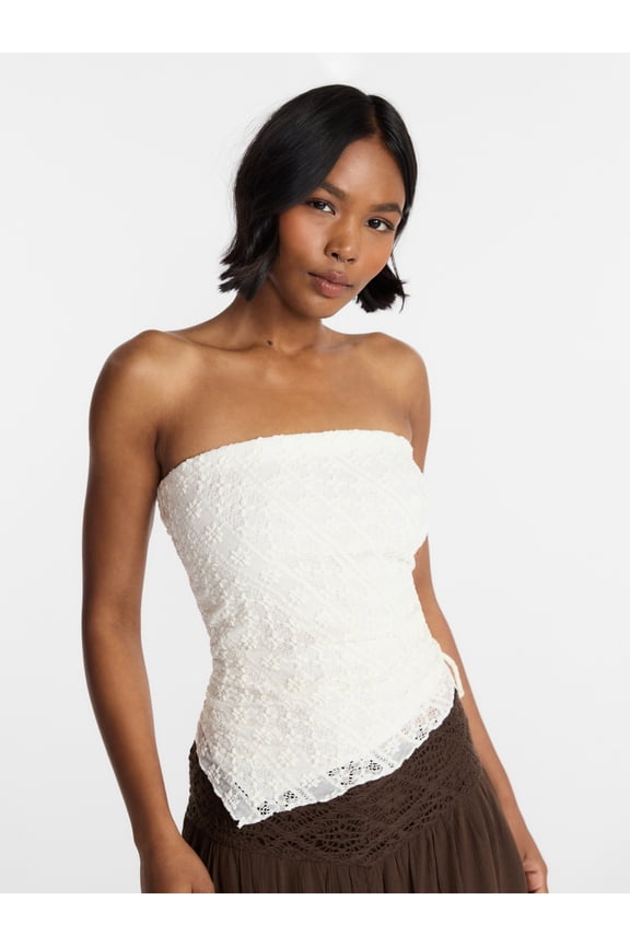 Asymmetrical Lace Tube Top, Women's XXS-XXL