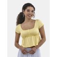 thumbnail image 1 of No Boundaries Babydoll Top with Short Sleeves, Women's, 1 of 6