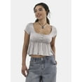 thumbnail image 1 of No Boundaries Babydoll Top with Short Sleeves, Women's, 1 of 5