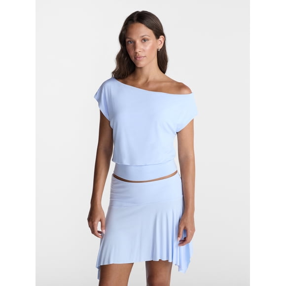 No Boundaries Asymmetrical Top with Banded Bottom, Women's XXS-XXL
