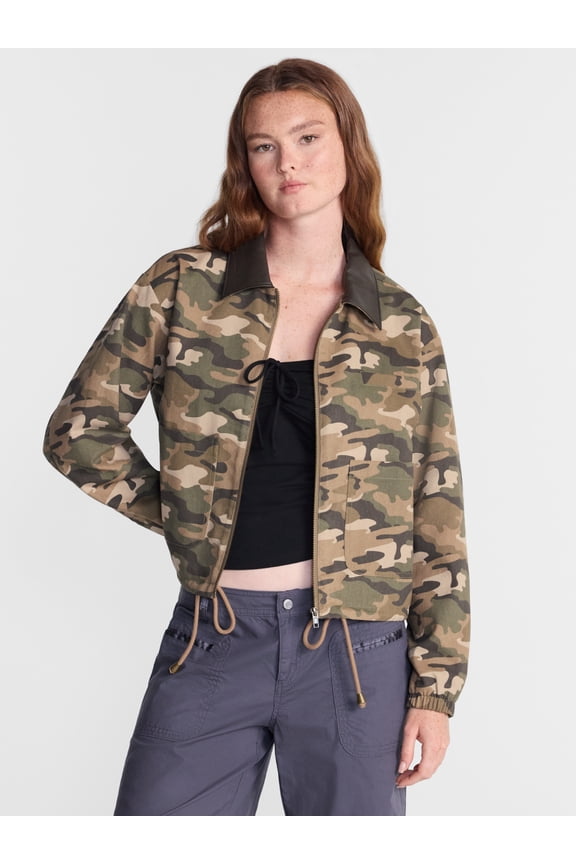 Cotton Twill Barn Jacket with Faux Leather Collar, Women's XXS-4X