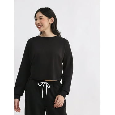 No Boundaries Basic Sleep Top with Cuffed Long-Sleeves, Women’s