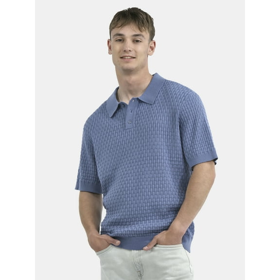 No Boundaries Basket Stich Polo Sweater, Men's and Big Men's