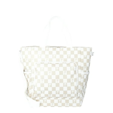 No Boundaries Beach Cooler Tote Bag, Natural Palm Check, Women’s