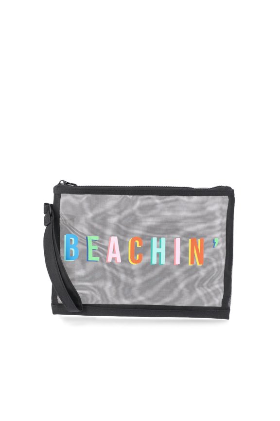 Beach Flat Pouch, Black Beachin', Women's